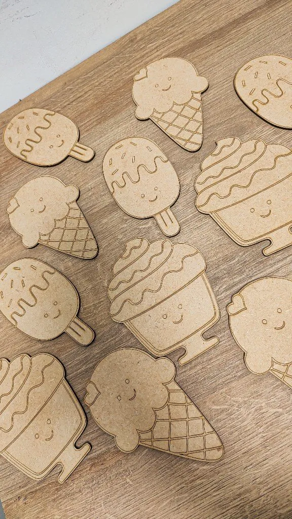 Figuras de helados de madera para pintar